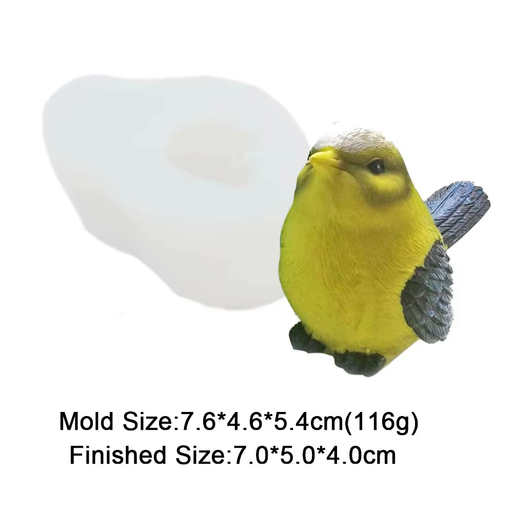 4 Style DIY Silicone Bird Molds Decoration 3D Simulation Cuckoo Gypsum Soap Form Salt Sculpture Sparrow Candle Mould