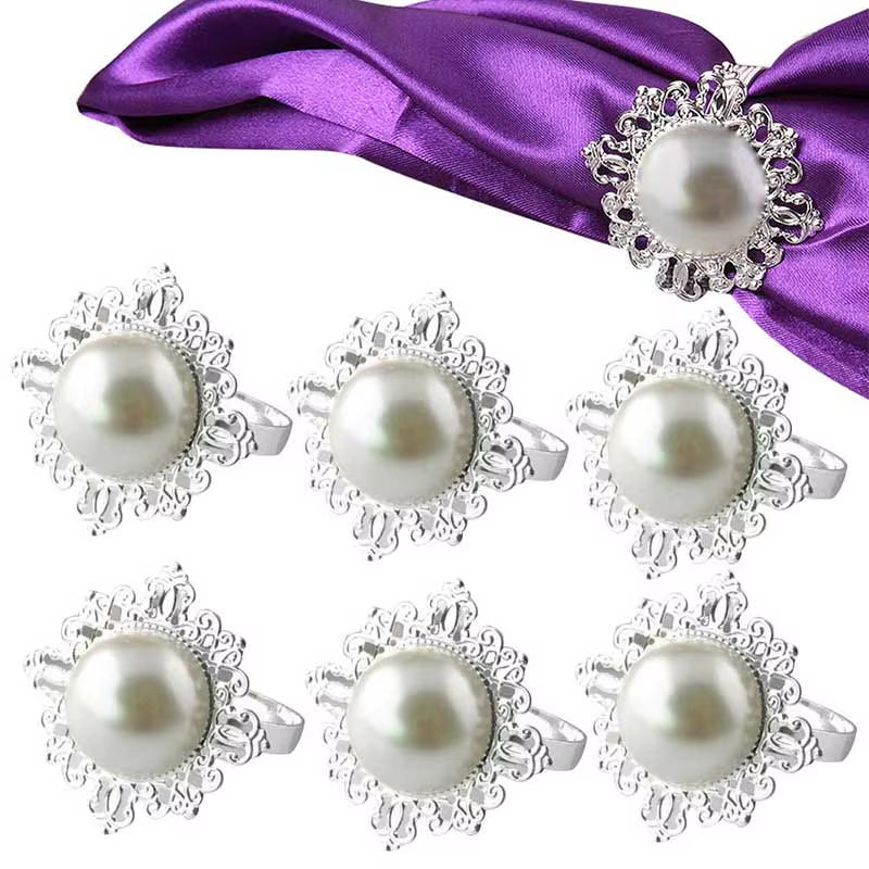 6Pcs Gold & Silver Napkin Rings Wedding Serviette Ring Alloy Table Napkin Holder Dinning Table Decoration Aro Servilleta Dorado